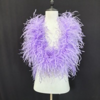Écharpe en plumes d'autruche 6 plis moelleuses lavande pour femme, idéale pour fête, mariage, mascarade, costume, bricolage et décoration - Vente en gros