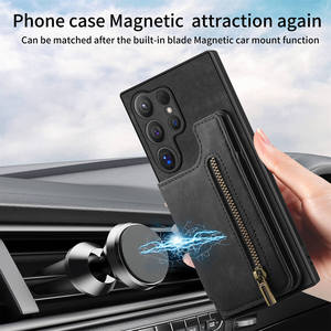 Porte-cartes zippé vintage en cuir PU étui de protection antichoc pour <span class=keywords><strong>Samsung</strong></span> S25 S24 Ultra A16 A55 A05 A36 A56 - Product Image 3