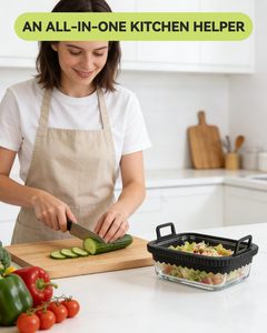 Revêtement en verre pour <span class=keywords><strong>friteuse</strong></span> à <span class=keywords><strong>air</strong></span>, silicone réutilisable <span class=keywords><strong>avec</strong></span> anneau en silicone amovible, sans BPA, résistant à la chaleur, compatible lave-vaisselle pour <span class=keywords><strong>Ninja</strong></span> - Product Image 2