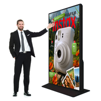 Kiosco Digital de Pantalla Completa de 65 Pulgadas Ultra Delgado con Marco Estrecho, Soporte de Pie, Sistema Android, Pantalla 4K y Cámara