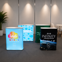 Comptoir de promotion pliable et portable sur mesure, à montage rapide, pour salons professionnels, avec éclairage LED