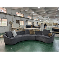 Juego de Sofás Modulares Curvos Personalizados de Fábrica, Tela Chenilla Gris Oscuro, Forma de L, Moderno, para Sala de Estar, con Cojines Tapizados