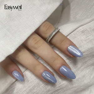 <span class=keywords><strong>Faux</strong></span> ongles Easywell tendance, <span class=keywords><strong>bleu</strong></span> <span class=keywords><strong>clair</strong></span>, forme amande, effet œil de chat, avec étiquette personnalisée, en acrylique à presser - Product Image 2