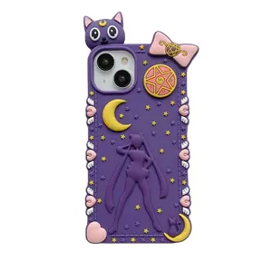 Custodie per telefoni in Silicone 3D Cute Anime per iPhone 14 12 13 11 custodie protettive per adolescenti da donna