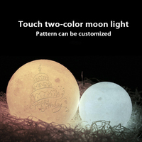 Lampe de lune 3D moderne à 16 couleurs changeantes pour chambre d'enfant Télécommande tactile Veilleuse LED Abat-jour en bois blanc Matériau du corps en ABS PC