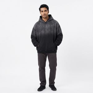 Logo personnalisé vierge unisexe surdimensionné Street Wear Sun Fade Hoodie fabricant personnalisé surdimensionné S treet porter des sweats à capuche délavés à l'acide - Product Image 1
