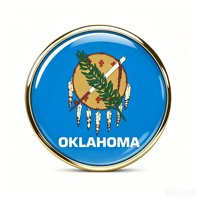 GREPAS GIFTS Épinglette drapeau d'Oklahoma ronde de 1 pouce, épinglette patriotique mondiale pour chapeau