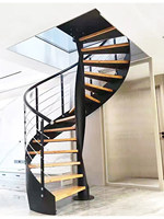 Escalier sur mesure pour appartement duplex, loft, maison, luxe léger, acier et bois intégrés, plaque d'acier rotative intérieure