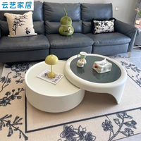 Table basse ronde en bois de style nordique moderne de luxe avec tiroirs extensibles, design multifonctionnel en verre pour salon, décoration de meubles, dernière collection