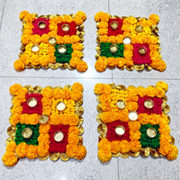 Fleurs de souci décoratives Swastik, décoration traditionnelle indienne pour Diwali, Pooja, entrée de temple domestique et célébrations