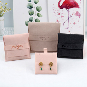 8 X 8 cm Wholesale Custom logo Printed Suede Jewellery <b>Gift</b> Pouch Velvet <b>Envelope</b> Packaging Jewelry Bags with Flap for Rings - Product Image 3
