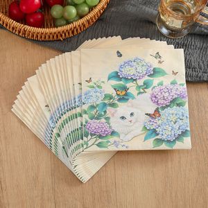 New cross-border kitten print napkins, party <b>tissues</b>, <b>colorful</b> floral kitten disposable napkins. - Product Image 4