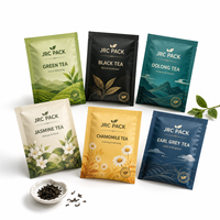 Sachets d'emballage pour thé en aluminium imprimé personnalisé, étanches à l'air, sous vide, mini-pochettes pour le remplissage du thé, sachets debout, échantillons pour le thé