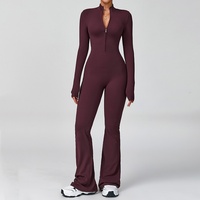 Combinaisons et combishorts pour femmes de haute qualité, à fermeture éclair, en tricot, à manches longues, pour le fitness intensif et le yoga