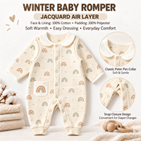 Combinaison simple pour enfants à manches longues, 3 couches matelassées, couche d'air, lavable, écologique, unisexe, motif personnalisé, OEM, vêtements de détente pour bébé en coton