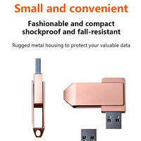 Nuevo logotipo personalizado USB2.0 Pretty Rose Gold Pink Swivel 360 grados de rotación 64G Metal ultra Heart Solid Flash Drive Memory Disk Pen