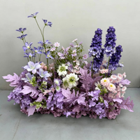 Décoration de centre de table en forme de candélabre floral en soie faite à la main, fleurs artificielles violettes, décoration pour la Saint-Valentin, vente en gros