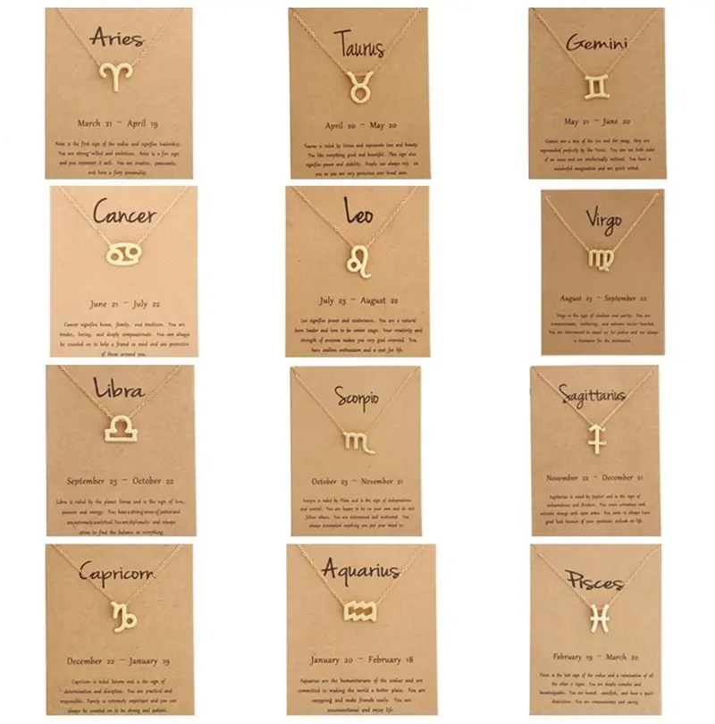 Großhandel Edelstahl 18 Karat vergoldet Astrologie Horoskop Charme benutzer definierte Widder 12 Tierkreis Anhänger Halskette Frauen Schmuck