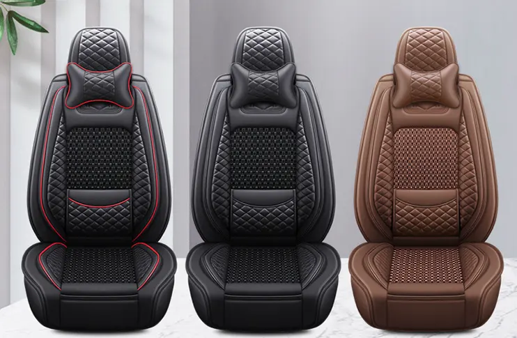 High Quality Wholesale Full Set Universal Luxury Business Ice Silk Material Neck Rest Lumbar Support Car Seat Cover