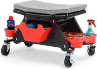 Asiento rodante de taller de alta resistencia con cojín suave modular extraíble y bandeja para herramientas
