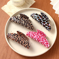 CHUJIAN Nouvelles pinces à cheveux en acétate style coréen imprimé léopard, pinces requin minimalistes motif guépard pour femmes et filles