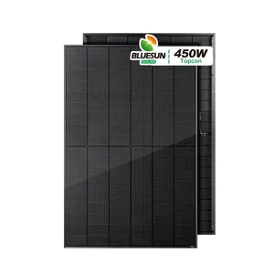 Bluesun panel surya topcon 425w 450w bifacial penuh hitam n-jenis panel surya Harga bagus untuk rumah