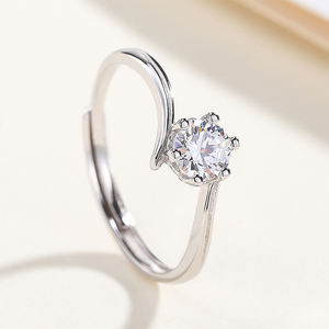 라운드 큐빅 지르코니아 심플 우아한 여성 액세서리 여성을위한 미니멀리스트 약혼 결혼 반지 - Product Image 1