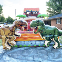Toboggan aquatique gonflable en PVC T-Rex avec piscine pour enfants, usage intérieur/extérieur, maison et école, capacité 500 kg