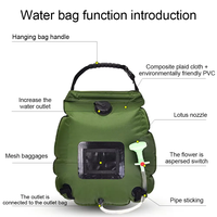Stockage d'eau de camping en plein air avec logo personnalisé et sac de douche portable à chauffage solaire 5 gallons/20L PVC pour les voyages à la plage
