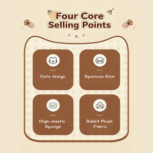 Cuscino in memory foam per animali <span class=keywords><strong>domestici</strong></span>, quadrato, con simpatici disegni a cartoni animati, anti-trazione, termoisolante, antiscivolo, per divano. - Product Image 2