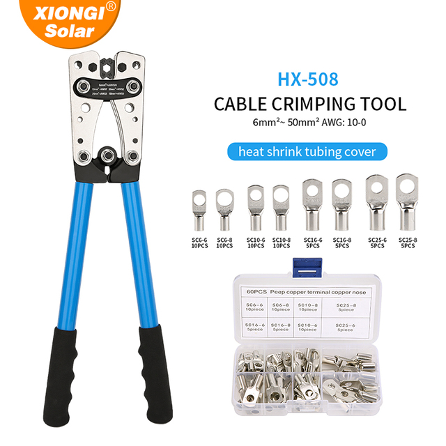 HX-50B Heavy Duty Solar-Related Battery Wire Crimping Tool 10-0 AWG Lug Terminal Cable 10-0 Solar-Related Cable Lug Crimping
