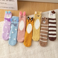 Baleine en vrac 3D microfibre vente en gros chaussettes chaudes et épaisses personnalisé dessin animé flou mignon Animal chaussettes de sol pour femmes filles