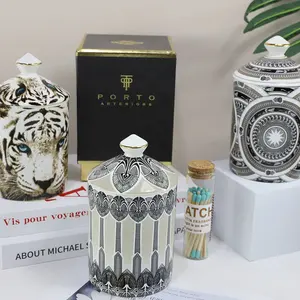 Bougeoir de luxe bocal diffuseur tigre décoratif récipient à bougie en céramique récipients en céramique bocaux à bougie personnalisés avec couvercles