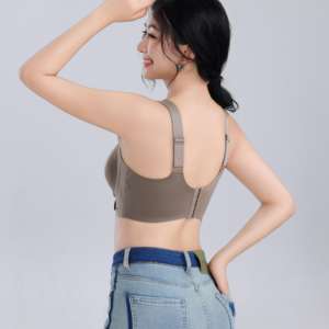 Soutien-gorge sans armatures push-up respirant et doux, style quotidien premium, double maintien, boucle croisée sur le devant, bonnets tricotés en forme de paume - Product Image 2