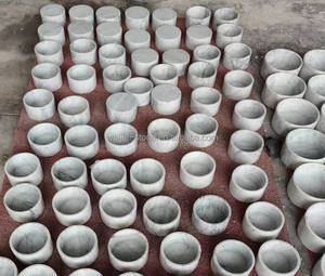 Mangkuk Marmer Travertine Beige Dekorasi Rumah Ornamen Bundar Religius Permukaan Halus Mangkuk Air untuk Hewan Peliharaan - Product Image 2