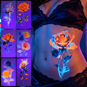 Pegatinas <span class=keywords><strong>de</strong></span> Mariposas Luminosas, Fluorescentes, Reactivas a los Rayos UV, Resistentes al Agua, <span class=keywords><strong>Tatuajes</strong></span> Temporales <span class=keywords><strong>de</strong></span> Papel Neón, OEM - Product Image 6