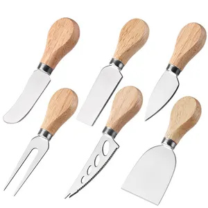 אמזון מכירה לוהטת עץ ידית גבינת סכין סט נירוסטה גבינת כלים סט