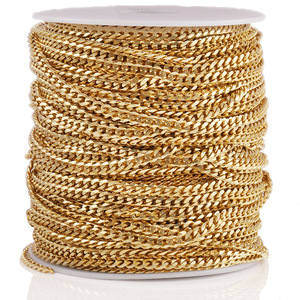 Cadena Cubana de Acero Inoxidable Chapada en Oro para la Fabricación de Collares, Accesorios de Joyería H1443 - Product Image 1