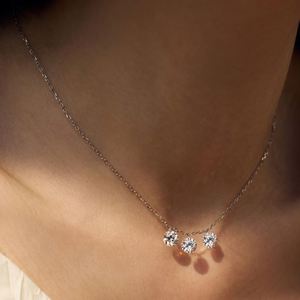 ผู้จัดจำหน่ายเครื่องประดับดีแลม สร้อยคอแบบโซ่เคลือบทองคำขาว 14K ไม่หมอง ขนาด 4 มม. 5 มม. 6 มม. ประดับด้วยวงกลมเซอร์โคเนีย 5A พร้อมพู่ห้อย - Product Image 4