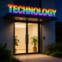 Letras LED RGB Animadas que Cambian de Color, Sin Pedido Mínimo, Letras RGB Programables Personalizadas, Control Remoto, IP65 Impermeable, para Logotipo de Tienda