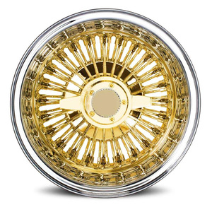 Cerchi in Lega Forgiati Lowrider con Centro Dorato e Bordo Cromato, <span class=keywords><strong>100</strong></span> Raggi, 5x127, <span class=keywords><strong>20</strong></span>-22 Pollici, per Cadillac Impala - Product Image 2