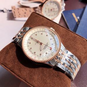 Montre mécanique de luxe pour homme en acier inoxydable de haute qualité, cadran en nacre et diamants, style Breitling - Product Image 4