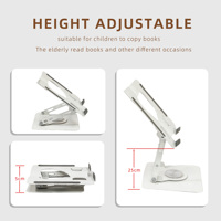 Nouveauté 2025 Support pour ordinateur portable et livre ergonomique réglable en hauteur en métal avec rotation à 360 degrés, port USB et lumière