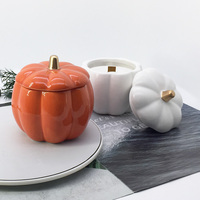 TC63 Luxus-Aroma-Sojawachs-Kerze in Kürbisform, Keramikbecher, Duftkerzen für Halloween, Weihnachten, Feiertagsdekoration