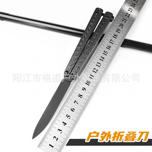 Cuchillo de práctica de mariposa sin afilar, diseñado por nosotros mismo, con mango de fibra de carbono, cuchillo de mariposa plegable para practicar, forjado. - Product Image 2