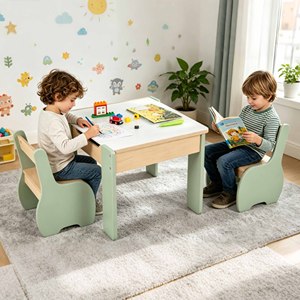 Juego de mesa y sillas de madera para niños, muebles de aprendizaje, mesas y sillas infantiles para fiestas - Product Image 2