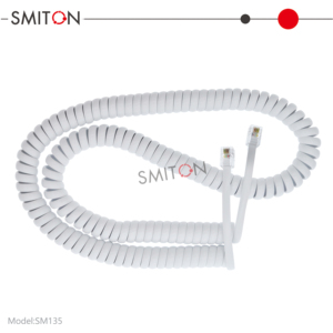 Câble téléphonique spiralé plat OEM Cat3 <span class=keywords><strong>ADSL</strong></span> RJ9 4P4C RJ11 noir et blanc, 1m, 2m, 3m - Product Image 4