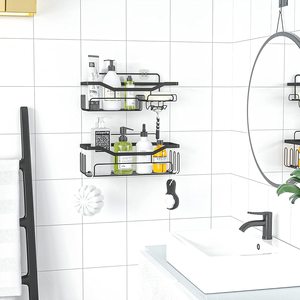 Stainless Steel Menggantung Shower Kepala Shampoo Organizer Tidak Ada Pengeboran Mandi Penyimpanan Kamar Mandi Keranjang Mandi Rak <span class=keywords><strong>Caddy</strong></span> - Product Image 6