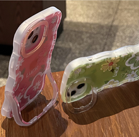 Peinture à l'huile fleur Invisible Double support vague bord TPU housse de téléphone portable pour Iphone X Xr Xs 11 12 13 14 15 16 Pro 17
