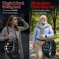 Montre connectée de sécurité pour seniors VFA56S 4G LTE avec détection de chute, GPS, suivi en temps réel, appel SOS, montre connectée ronde